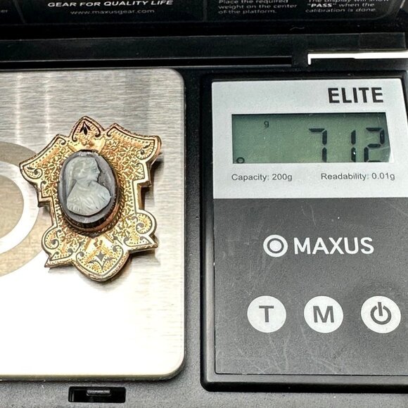 Antique Womans Brooch Pin 10K Rose Gold Shell Cameo Taile D' Epargne Victorian - Picture 6 of 6